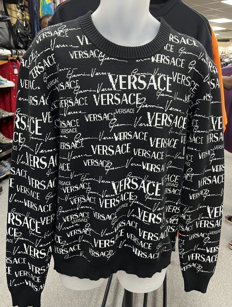 Gianni Versace Logo Virgin Wool V-Neck Sweater Size 2XL | eBay