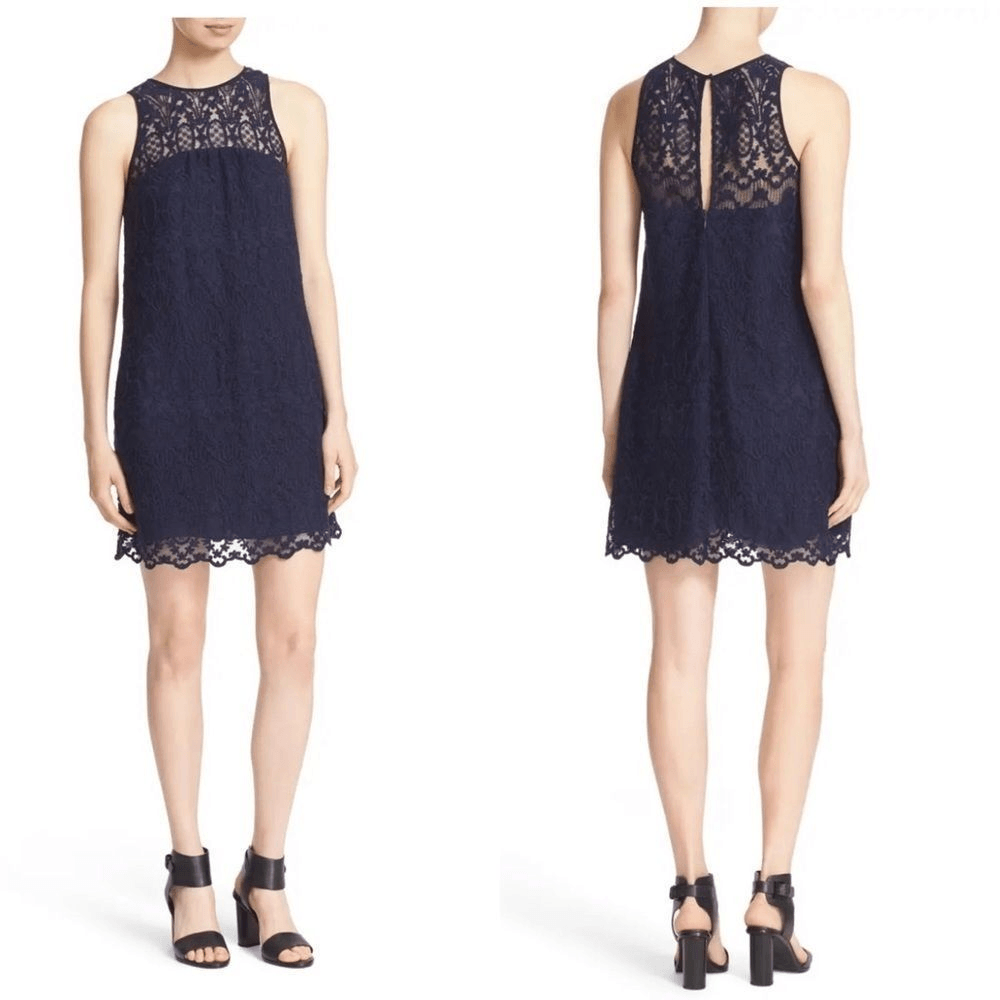 Joie Fahfia B Lace Shift Dress Navy Blue Small