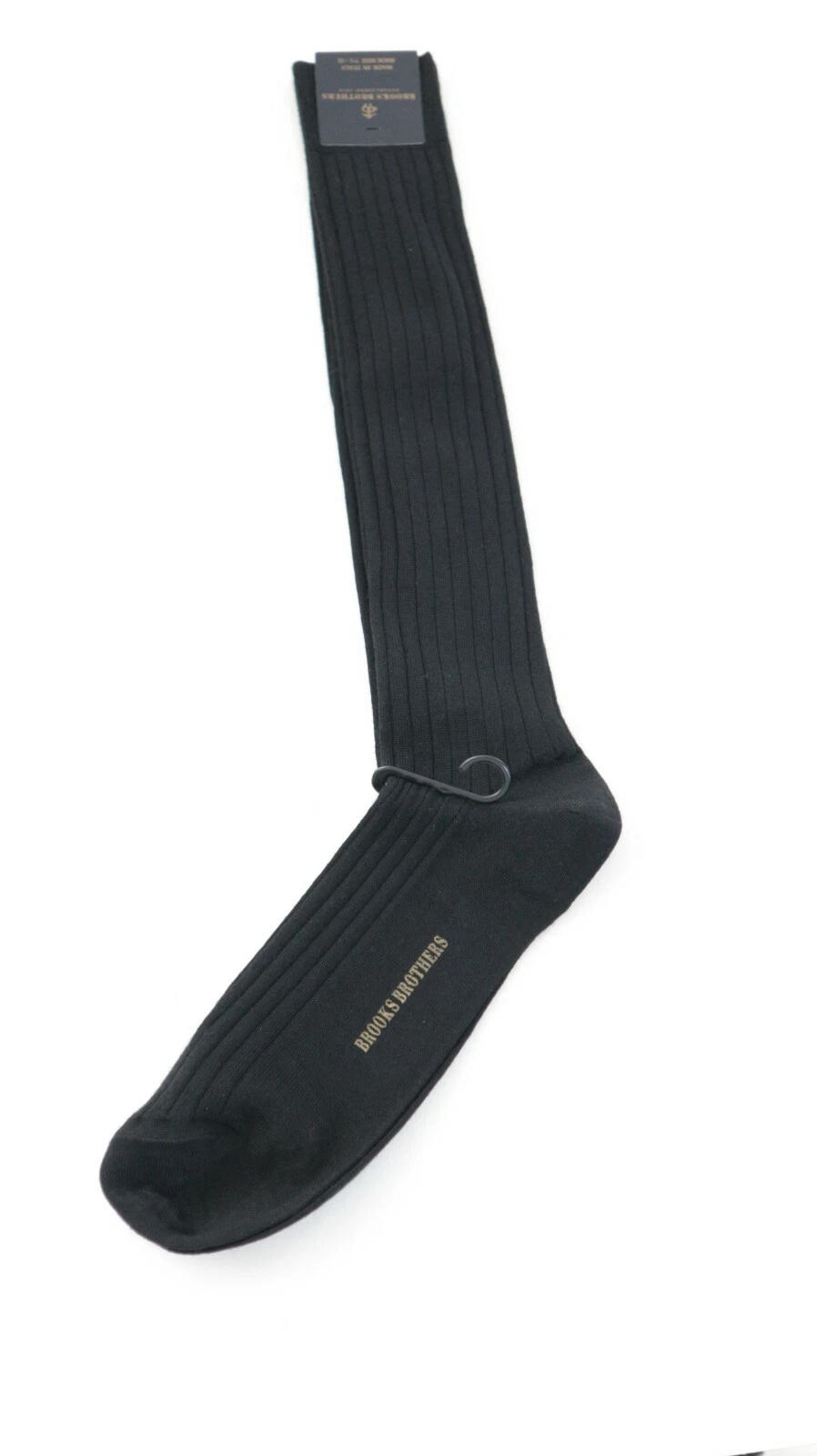 Brooks Brothers Merino Wool Ribbed Over-the-Calf Socks Black Size:7.5-12 (1pair)