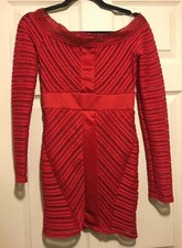 Daylight Red Mesh Long Sleeve Bodycon Dress Size Medium
