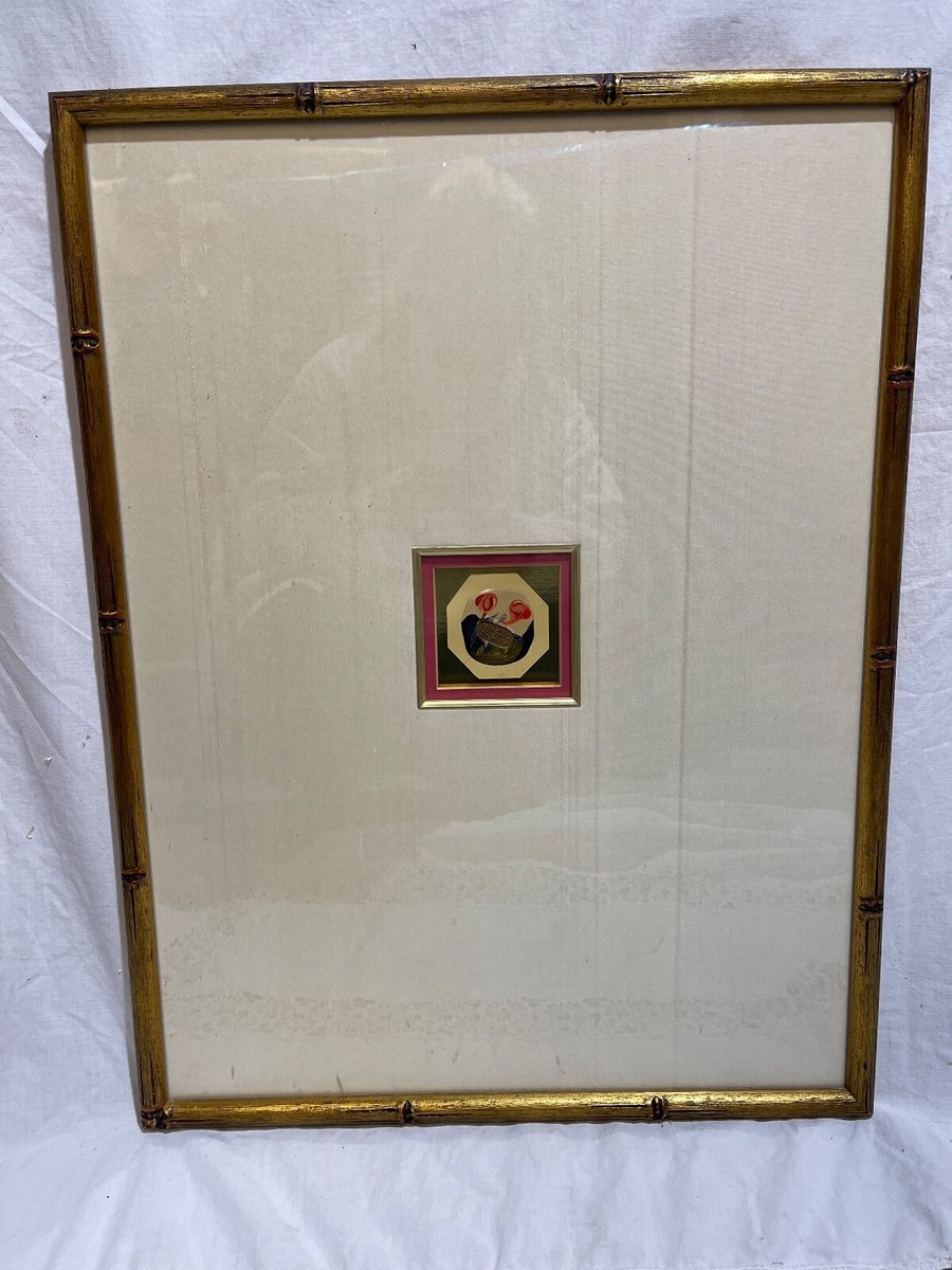 Vintage Japanese Art Framed Unique Painted Wax ? Porcelain ? with