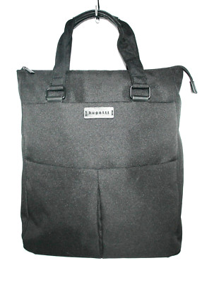 BUGATTI Reborn 3-in-1 Laptop Tote Backpack Black Polyester Canvas Leather Trim