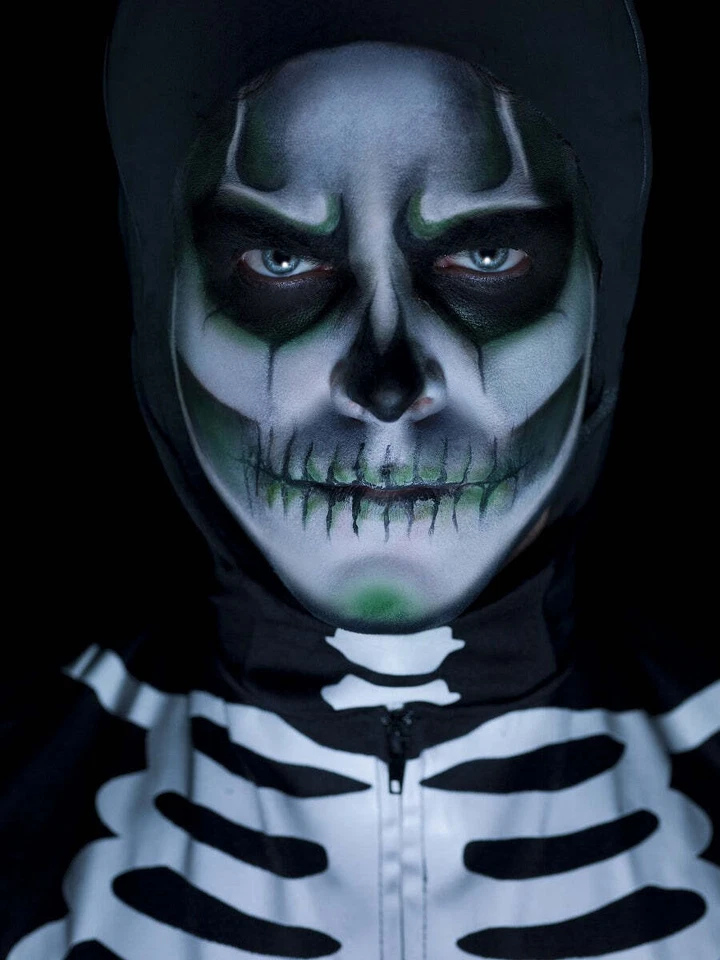 Skeleton Face Paint MakeUp Kit Glow in the Dark Halloween Fancy Dress Make Up - Image 4 of 4