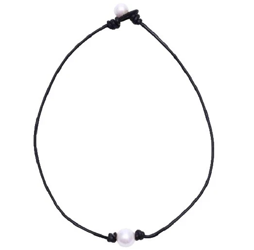 黑色皮革珍珠时尚项链和吊坠
