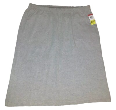 Basic Editions Active Skirt Womens Large Grey Cotton W/Pockets Stretchy Short