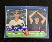 BENITO SANTIAGO & GENE WALTER 1986 FLEER ROOKIE SIGNED AUTOGRAPHED CARD #644