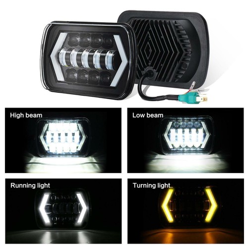 Par de faros LED DRL de 7x6" 5x7" luz de señal de giro alta/baja para camioneta Toyota - Imagen 4 de 12