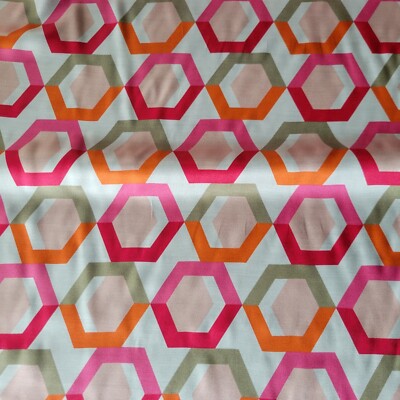 Hexagons Print Satin-Face Silk Voile from Italy -  Fresh, Modern, CHIC!!