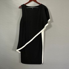 Lauren Ralph Lauren Dress Womens 12 Black Stretch Knit Shawl Overlay Sleeveless