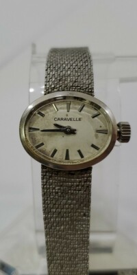 Vintage Caravelle Mechanical Wind Up Ladies Watch with Band N5 Running 10k 