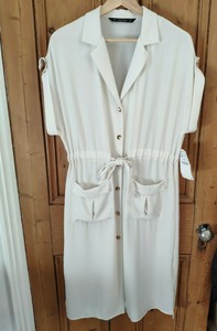 zara white button up dress