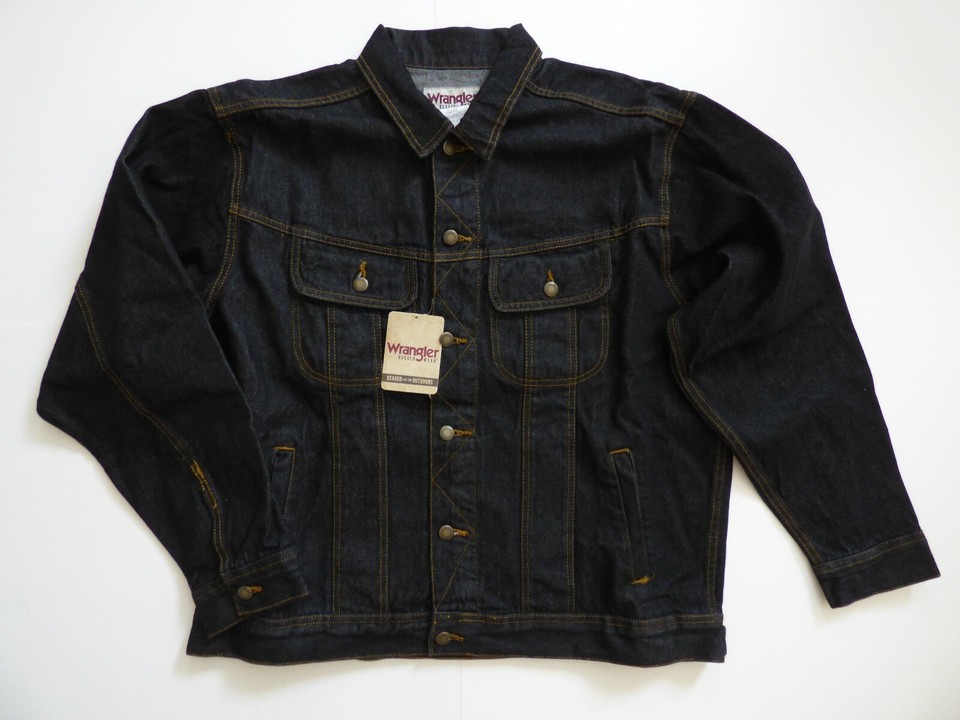 Men's Wrangler Rugged Wear Denim Jacket Inside Pockets eBay
