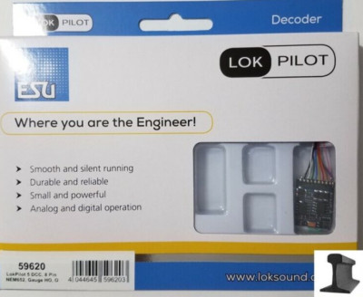 ESU 59620 ~ New 2026 ~ LokPilot V5.0 DCC Motor Decoder ~ 8-Pin Plug With Harness