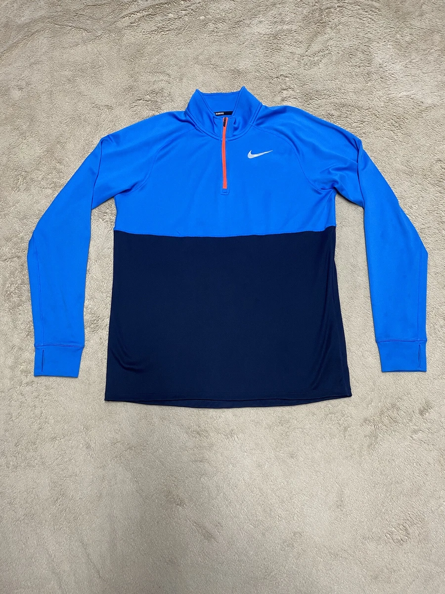 Nike Running Dri Fit Pullover Womens Large Blue Quarter Zip Thumb