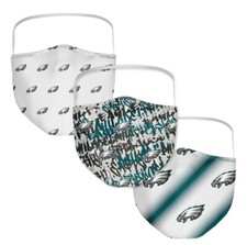 Philadelphia Eagles NFL Adult Face Covering Mask 3 Pack Washable Brand New