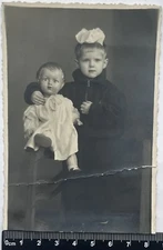 Old photo Cute Children, Charming Attractive Girl With The Doll #1421