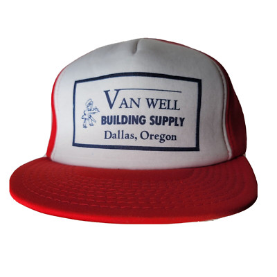 Van Well Building Supply Dallas Oregon Snap Back Baseball Cap Hat Red White