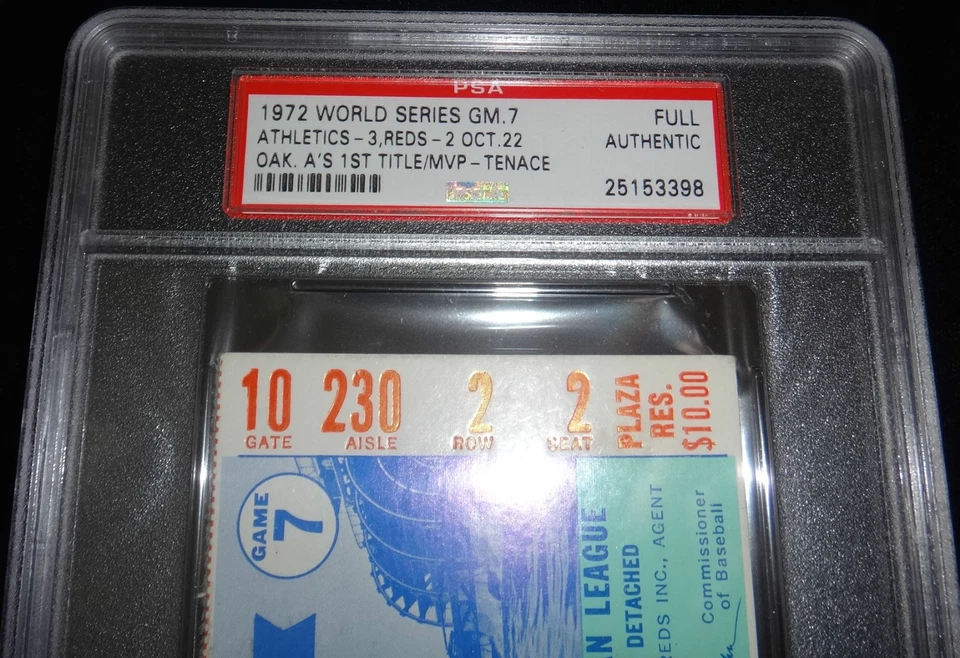 1972 World Series Game 7 FULL Ticket "Clinching Oakland A's 1st WS Title" PSA - Image 2 of 3