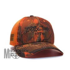We The People 1776 US Flag Hat Hunter Orange Blaze/Black Hunting Micro Mesh Cap