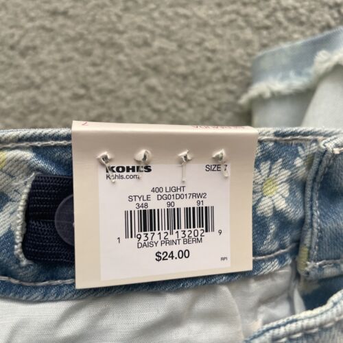 Girls SO Bermuda shorts size 7 Denim Flowers Stretch New w/ Tags Distressed - Picture 7 of 9