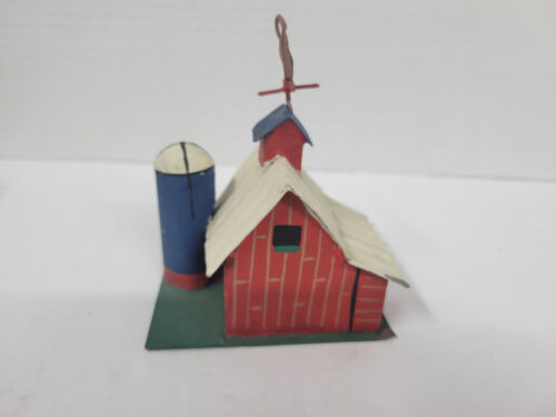 Vintage Blech Metall rot Scheune & Silo Volkskunst Weihnachtsschmuck - Bild 3 von 5