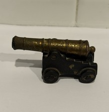 VTG. Miniature Cannon Brass Cast Iron 3" Toy