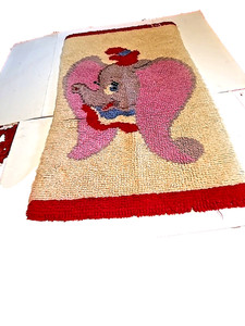 Vintage Dumbo Latch Hook Rug 42" x 22" Nice