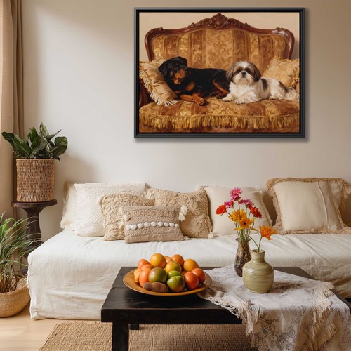 Rottweiler Hund Leinwandbild Ölgemälde Wohnzimmer Deko Hundeliebhaber Kunstwerk - Bild 6 von 7