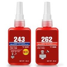 Thread Lock Blue and Red, 50Ml, Locktight Threadlock, Medium and Strong Strength
