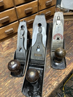 VINTAGE LOT OF HAND PLANES: CRAFTSMAN TYPE 6? MILLERS FALLS NO 14 & SARGENT. 