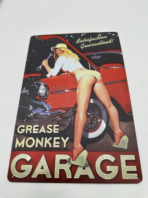 Grease Monkey Shop Garage Pinup Girl 8x12  Metal Wall Sign. Same Day Shipping.