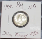 Silver BU Gem 1941 p-Mint 10C Mercury Dime "Full Bands"