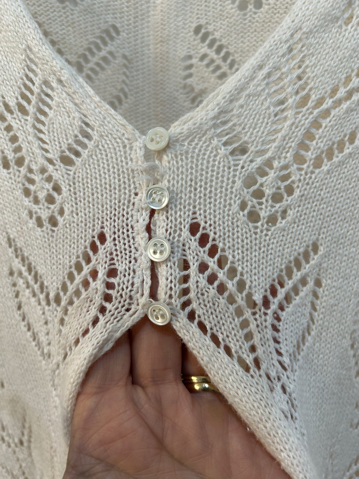 Quiksilver 100percent Cotton Crochet Knit Cardigan Sweater Sz M Coastal Boho Hippie image 4