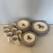2001 Folkcraft Stoneware "CEDAR VALLEY STABLES" Mugs Set Of 28