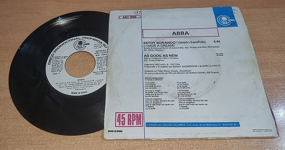 ABBA Estoy soñando SUNG IN SPANISH  7" SPAIN PROMO SINGLE VINYL ULTRA RARE 1979 - Image 2 of 3