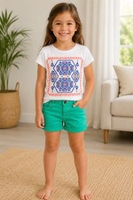 Carter's Kid Girls' 2-Piece Graphic Tee Stretch Skimmer Shorts Set Size 5