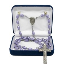Novel Box Blue Communion Keepsake Rosary Box 3.25x2.5x1 Inches White Inside -...