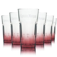6X Captain Morgan Glas 0,34L Tumbler Longdrink Cocktail GläSer Kontur RottöNung