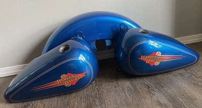 New Harley Davidson Softtail 1984-1999 OEM Blue Split Fuel Tanks & Front Fender