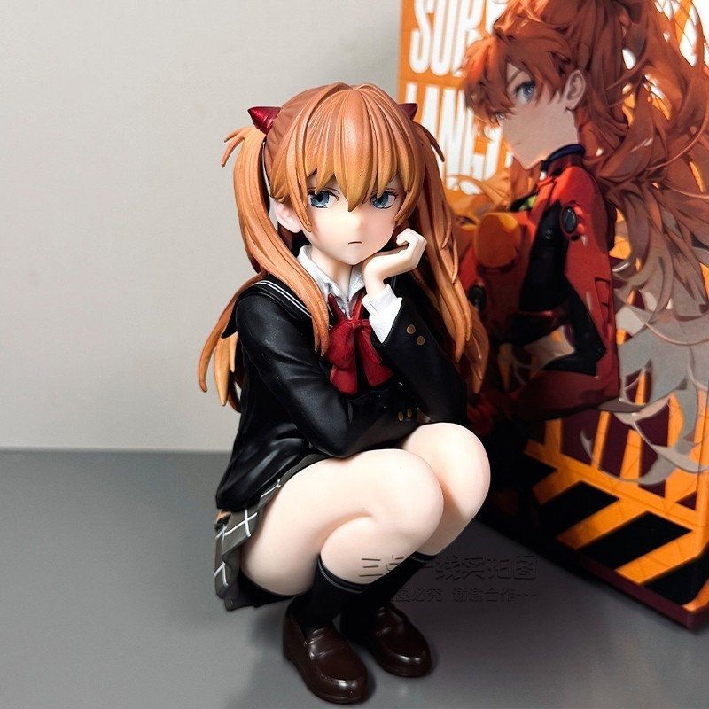 NUEVO Figura Posición en cuclillas Asuka Langley Soryu Anime EVA Niñas Colección Juguete