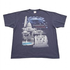 Men's 2XL VTG Smithsonian Institution Washington DC T Shirt Navy Eagle Monument