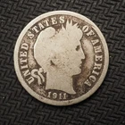 1911 **S** BARBER SILVER  DIME **NICE COIN!** FREE SHIPPING! C1181