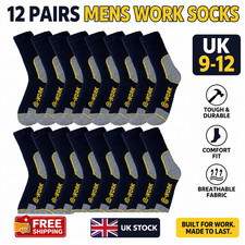 Mens Work Socks Workwear Reinforced Cushion Sole Boot Socks 12 Pairs Size 9-12