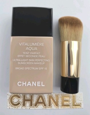 CHANEL VITALUMIERE AQUA 12 BEIGE ROSE Ultra-Light Makeup SPF15 New  Brush No Box