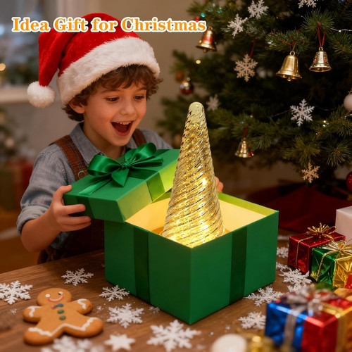 Glass Christmas Tree Decorations Indoor, Mercury LED Light Spiral Type