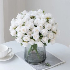 15 Heads Artificial Silk Rose Bouquet Wedding Home Decoration Fake Flowers USA