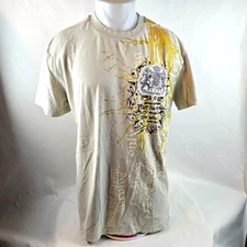 Raw Blue T Shirt Mens XL Beige Graphic Crest Streetwear Casual Urban Tee Y2k