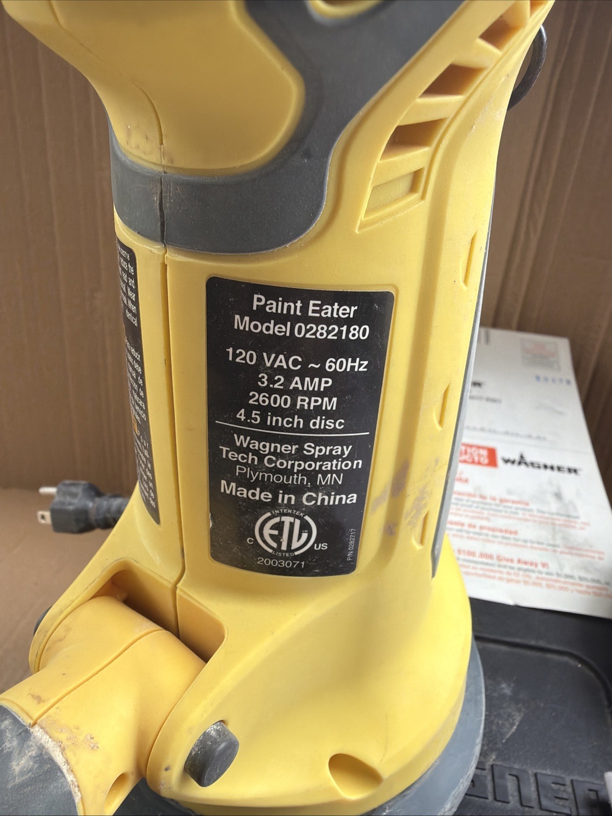 Disc Modek Wagner Disc Sander 4-1/2 in. Paint Eater 3.2-Amp 2600 Rpm Model 0282180 ...