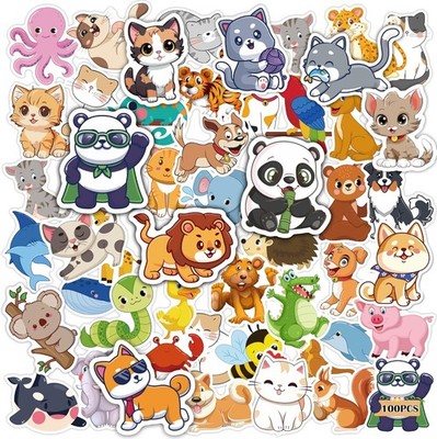 Water Bottle Stickers for Kids,Cute Animal Aesthetic Sticker Pack - Party Favors