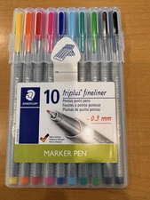 Staedtler Triplus Fineliner Pens New 0.3 mm Porous Point Multicolor 10 Pack Art